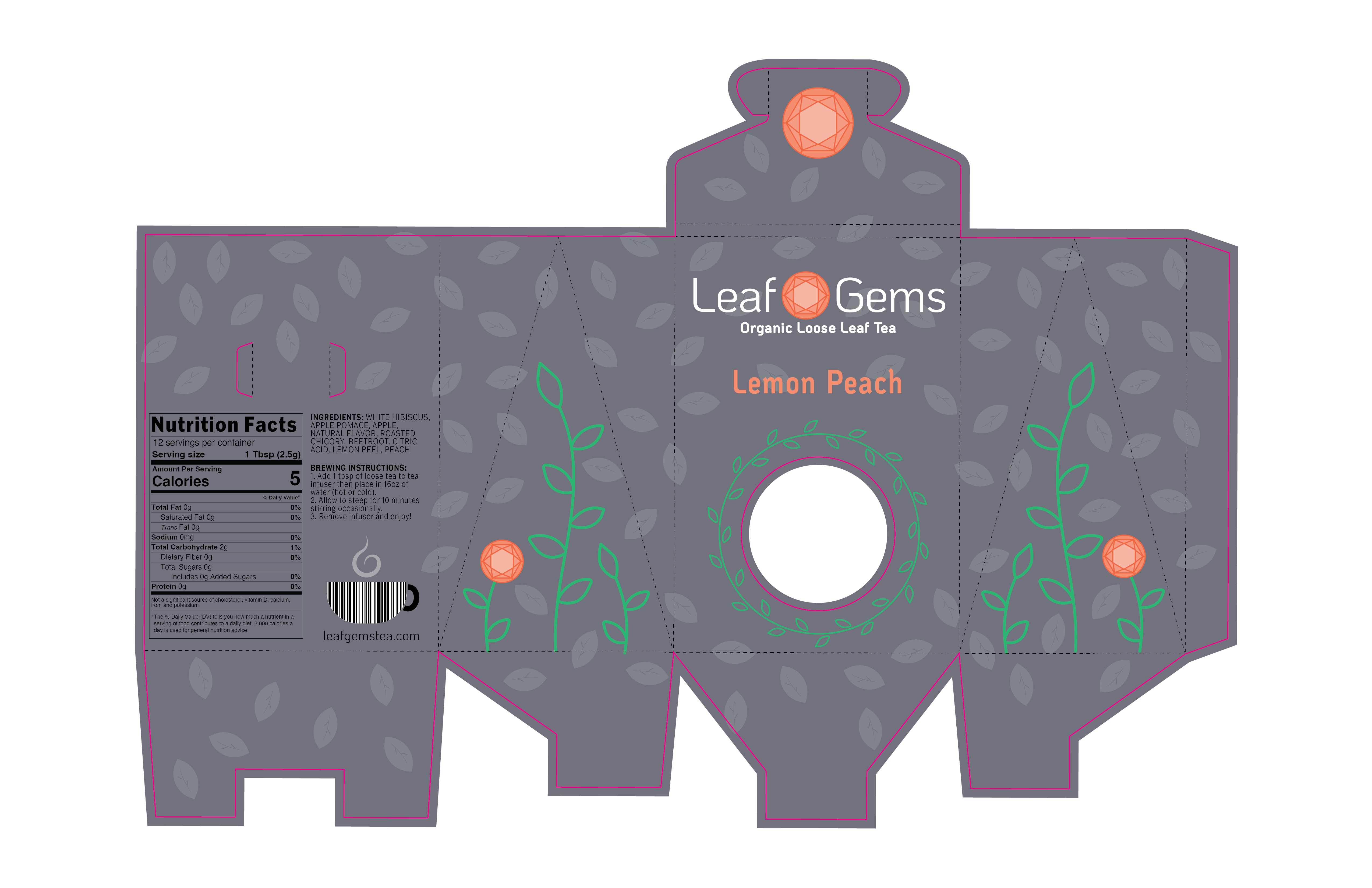 flat package design of a fictional tea brand