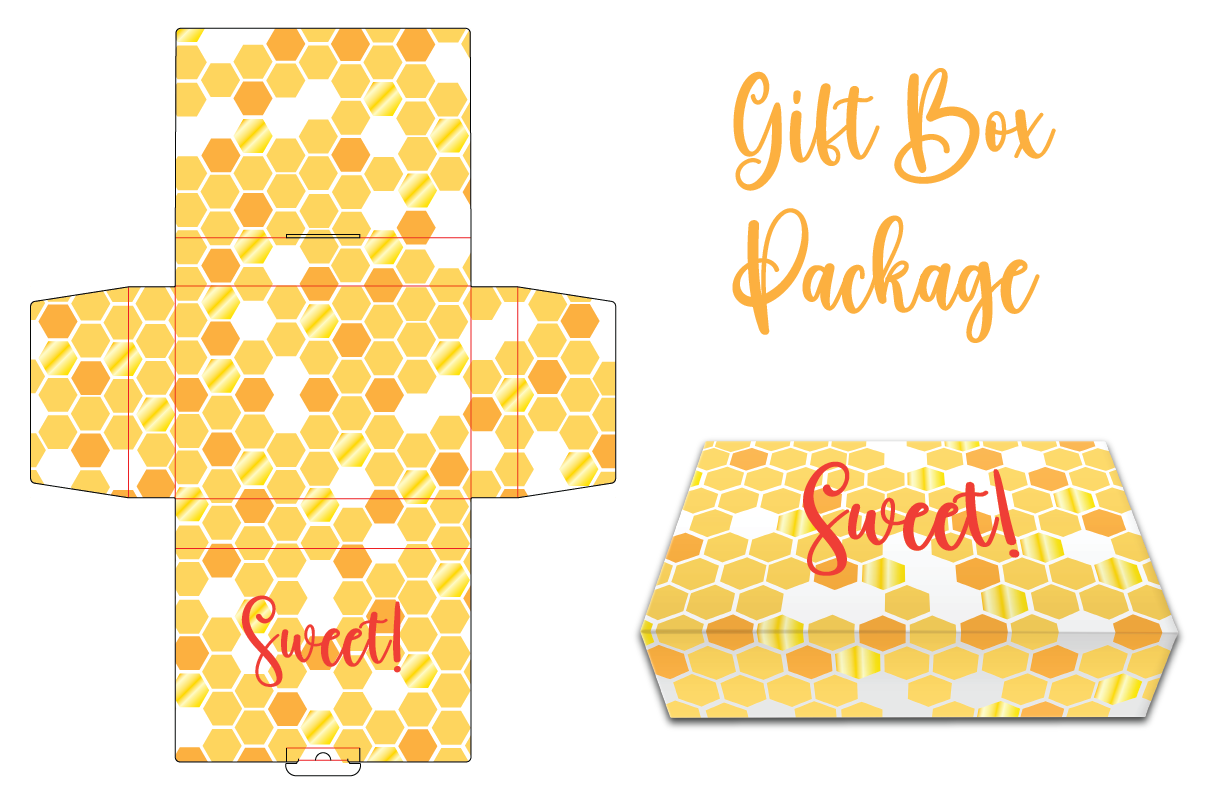 gift box package design with honeycomb pattern