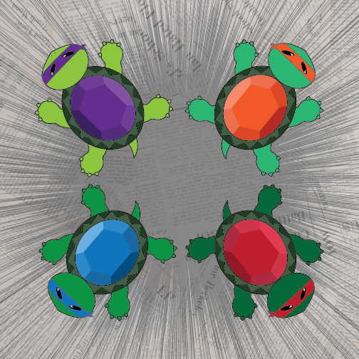 vector image of ninja turtles with gems as the shell